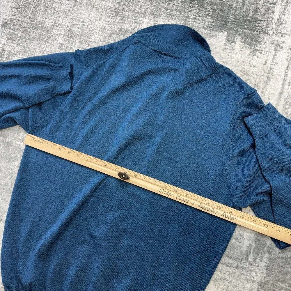 Jos A Bank Sweater Polo Mens Large Blue Merino Wool Knit Luxury Business Casual